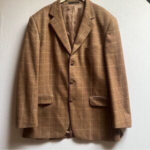 Ermenegildo Zegna Wool Cashmere Plaid Blazer Sz 54 Brown Sport Coat